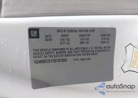 2007 Buick Lucerne Cxl from USA, damaged, VIN 1G4HD57217U101364